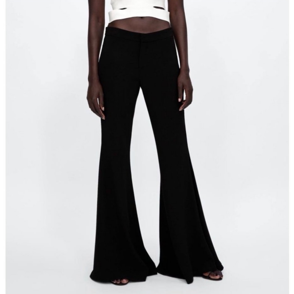 Forever 21 Women’s Black Ribbed Velvet High Waisted Slip On Bell Bottom Pants M - Picture 8 of 12